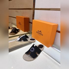Hermes 2022 Antigua плетеные тапочки – кожаная подошва Сланцы из 