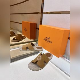 Hermes 2022 Antigua плетеные тапочки – кожаная подошва Сланцы из 