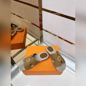 Hermes 2022 Antigua плетеные тапочки – кожаная подошва Сланцы из 