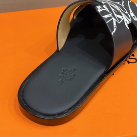 Классические мужские тапочки HERMES — подошва из кожи высшего кач