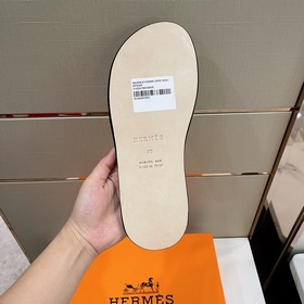 Классические мужские тапочки HERMES — подошва из кожи высшего кач