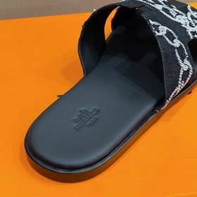 Классические мужские тапочки HERMES — верх из кожи высшего качест