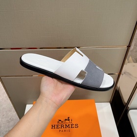 Классические мужские тапочки HERMES — верх из кожи высшего качест