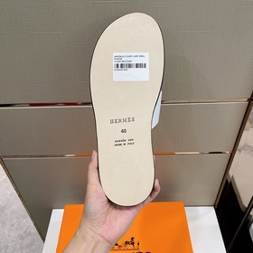 Классические мужские тапочки HERMES — верх из кожи высшего качест