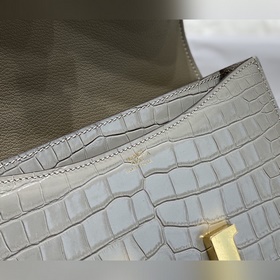 Сумка Hermes через плечо, имитация крокодиловой кожи, серо-коричн