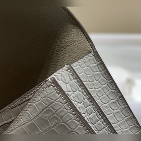 Сумка Hermes через плечо, имитация крокодиловой кожи, серо-коричн