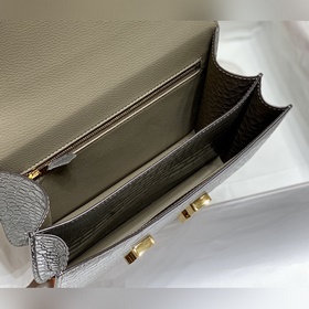 Сумка Hermes через плечо, имитация крокодиловой кожи, серо-коричн