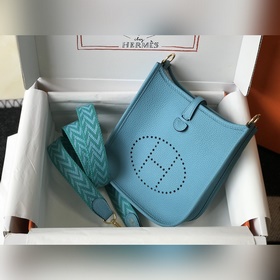 Сумка Hermès через плечо - Северный синий. Цветной ремень, кожа т