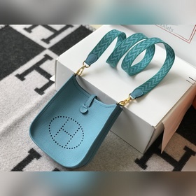 Сумка Hermès через плечо - Северный синий. Цветной ремень, кожа т