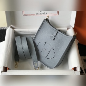 Сумка Hermès через плечо, льняной синий Цветные плечевые ремни, к