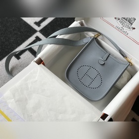 Сумка Hermès через плечо, льняной синий Цветные плечевые ремни, к