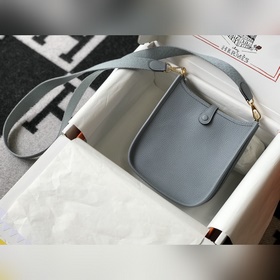 Сумка Hermès через плечо, льняной синий Цветные плечевые ремни, к