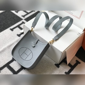 Сумка Hermès через плечо, льняной синий Цветные плечевые ремни, к