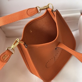Сумка Hermes через плечо, оранжевая Цветные плечевые ремни Togo т