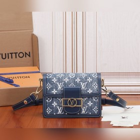 LV Dauphine мини-сумка Изготовлена из пескоструйной джинсовой тка
