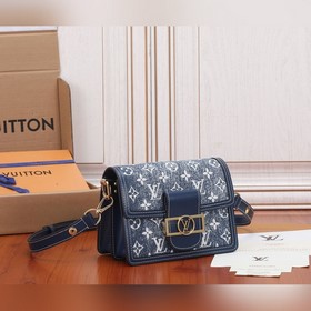 LV Dauphine мини-сумка Изготовлена из пескоструйной джинсовой тка