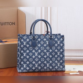 Средняя сумка LV Onthego Сэрф-эффект Monogram на джинсовой ткани