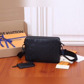 LV Duo Почтовая сумка На коже Monogram Shadow выбит классический