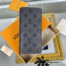 LV серия Brazza серым цветочным узором, длинный кошелек, модель：