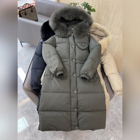 PRADA Лисья меховая оторочка, 90% белый гусиный пух, укороченный