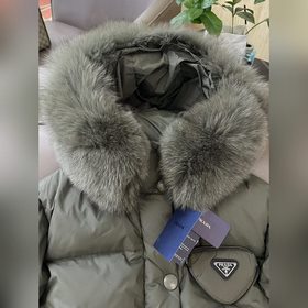 PRADA Лисья меховая оторочка, 90% белый гусиный пух, укороченный 