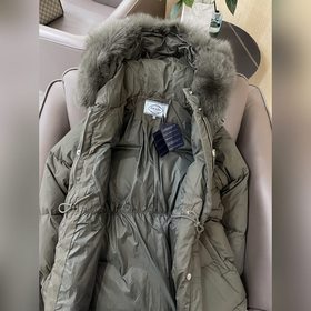 PRADA Лисья меховая оторочка, 90% белый гусиный пух, укороченный 