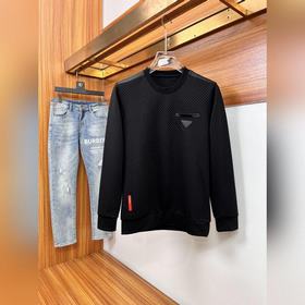 PRADA Пrada Осенняя мужская кофта с круглым вырезом Изготовлен из