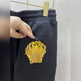 Versace Медуза вышивка на трикотажных брюках Спереди на левом кар