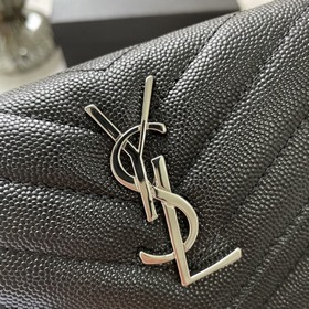 YSL трехсекционный кошелек из натуральной кожи черного цвета с уз