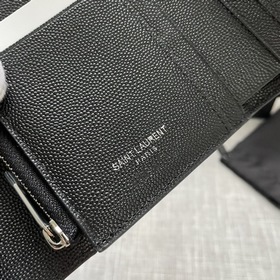 YSL трехсекционный кошелек из натуральной кожи черного цвета с уз