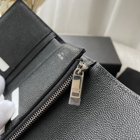 YSL трехсекционный кошелек из натуральной кожи черного цвета с уз