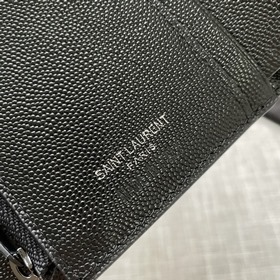 YSL трехстворчатый кошелек из натуральной кожи черного цвета с уз