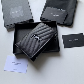 Новый кошелек Saint Laurent, импортная кожа мелкой зернистости, ф