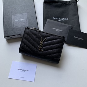 Новый кошелек Saint Laurent из импортной кожи мелкой зернистости