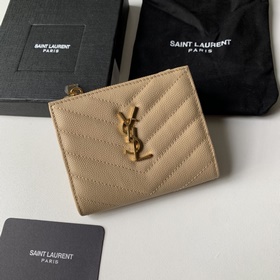 Saint Laurent Двухсекционный кошелек из кожи с металлической фурн