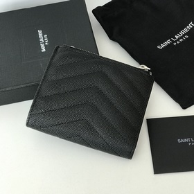 Складной кошелек Saint Laurent, импортный, из мелкой кожи, с мета