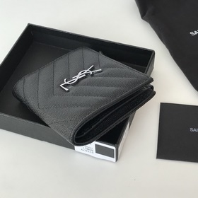 Складной кошелек Saint Laurent, импортный, из мелкой кожи, с мета