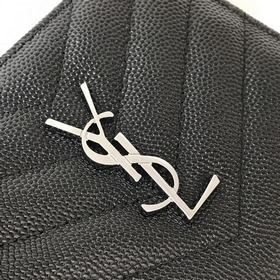 Складной кошелек Saint Laurent, импортный, из мелкой кожи, с мета