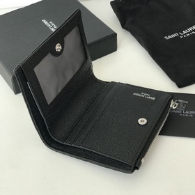Складной кошелек Saint Laurent, импортный, из мелкой кожи, с мета