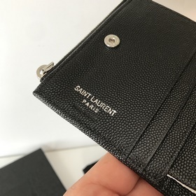 Складной кошелек Saint Laurent, импортный, из мелкой кожи, с мета