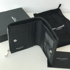 Складной кошелек Saint Laurent, импортный, из мелкой кожи, с мета