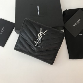 Saint Laurent Короткий кошелек из импортной кожи с мелкой текстур