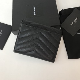 Saint Laurent Короткий кошелек из импортной кожи с мелкой текстур