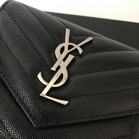 Saint Laurent Короткий кошелек из импортной кожи с мелкой текстур