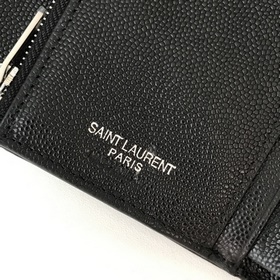 Saint Laurent Короткий кошелек из импортной кожи с мелкой текстур