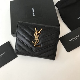 Saint Laurent Короткий кошелек из импортной кожи с мелкой текстур