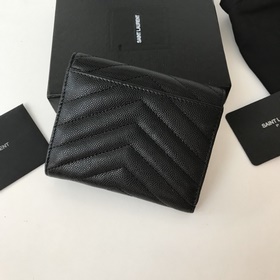 Saint Laurent Короткий кошелек из импортной кожи с мелкой текстур