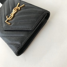 Saint Laurent Короткий кошелек из импортной кожи с мелкой текстур