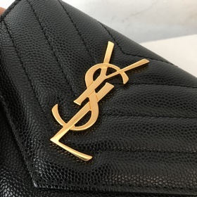 Saint Laurent Короткий кошелек из импортной кожи с мелкой текстур