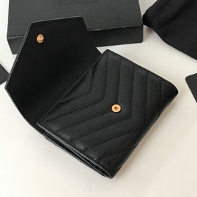 Saint Laurent Короткий кошелек из импортной кожи с мелкой текстур